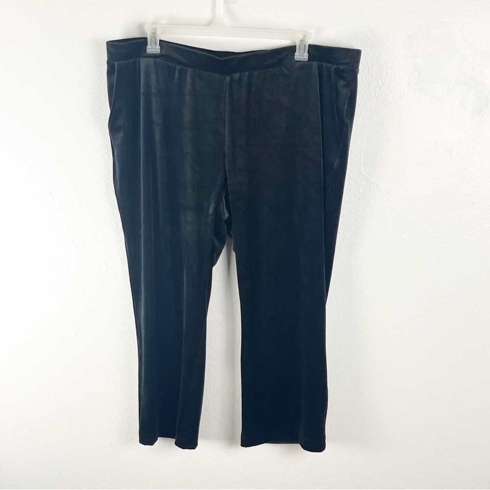 CHICO’S Zenergy Black High Rise Velour Slim Side Pockets Pull On Pants 18 Casual